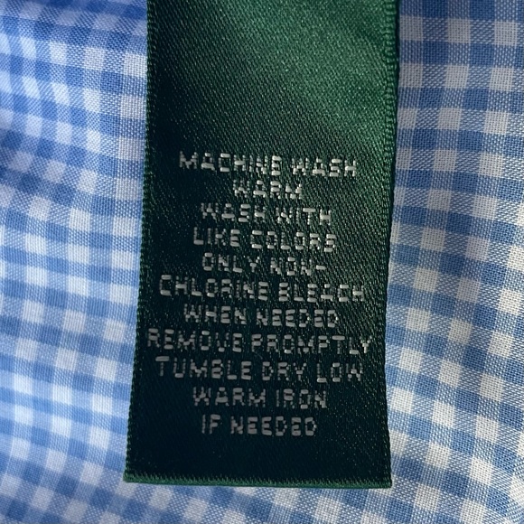 Ralph Lauren Shirt XS 100% Cotton Button Up 3/4 Sleeve Blue White Gingham Checks - Picture 7 of 11